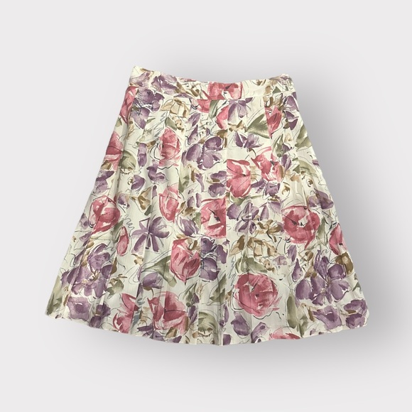Vintage 1980s Toni Garment For C.C Magic, Pastel, Floral, Pleated, Skirt - Picture 4 of 8